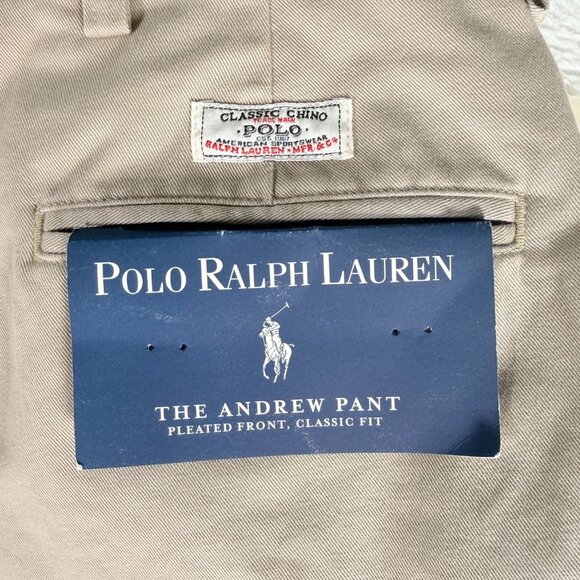 Polo Ralph Lauren Pleated Chino Andrew Pants Men's 40/34 (38/32) Cotton NWT - Picture 4 of 11